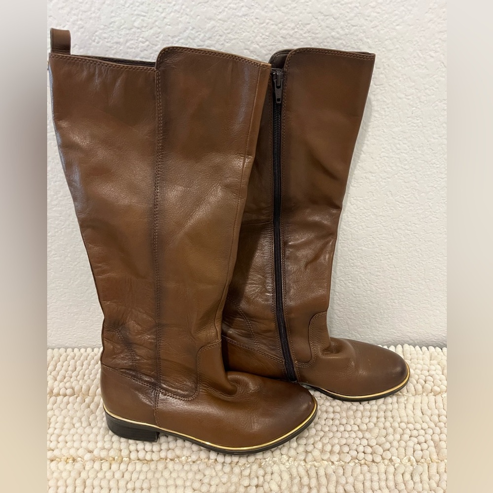 Aldo Brown Burnished Leather Riding Boots (Size 7.5)